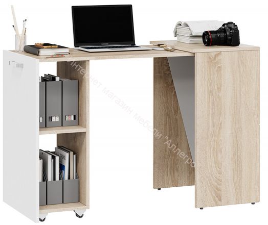 Стол письменный Тип 1 «Бостон» Дуб Сонома, Белый Ясень