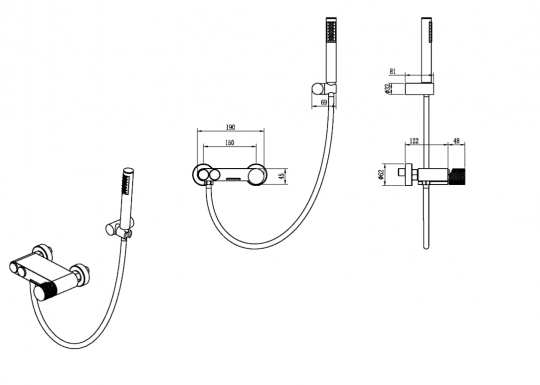 Смеситель в ванную с ручкой Linea Boheme Stick 123 схема 8