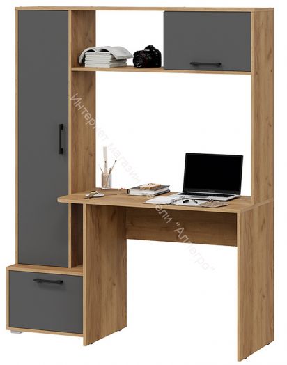 Стол письменный тип 15 Дуб Крафт золотой, Графит Серый