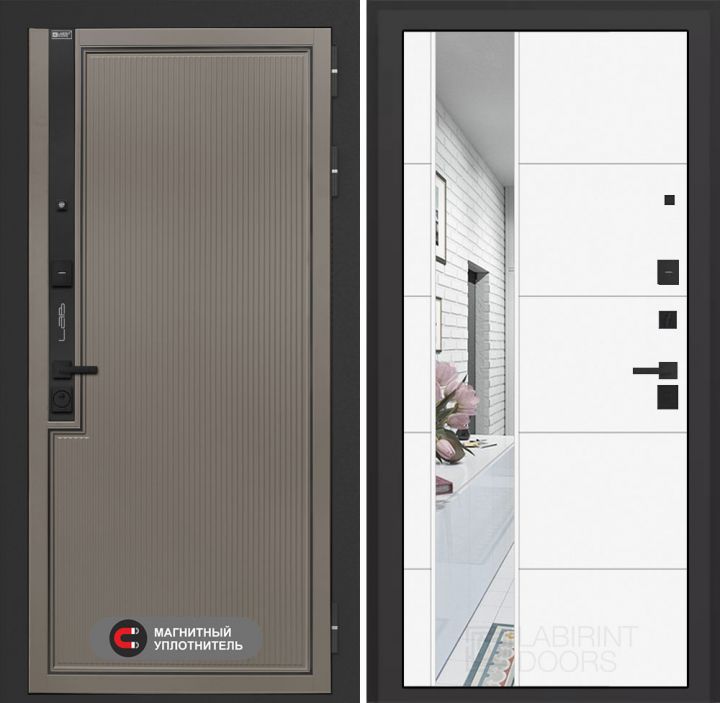 Входная дверь Лабиринт Лаб 1 Про - Зеркало 19 Белый софт