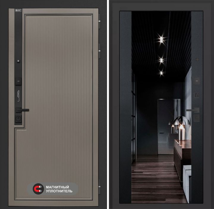 Входная дверь Лабиринт Лаб 1 Про - Зеркало максимум с тонировкой Черный кварц