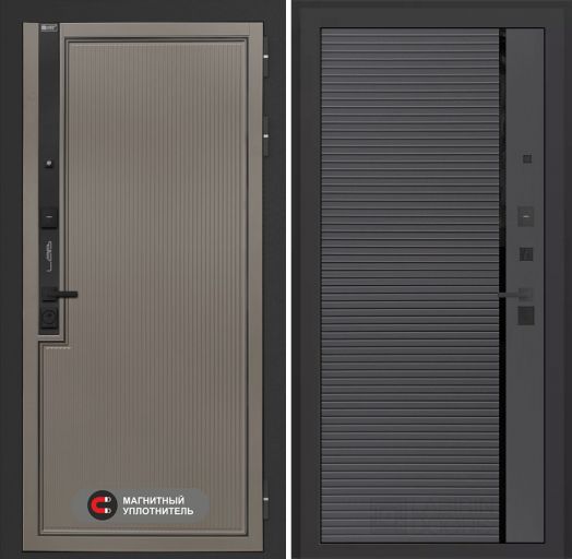 Входная дверь Лабиринт Лаб 1 Про - 22 Графит софт черная вставка