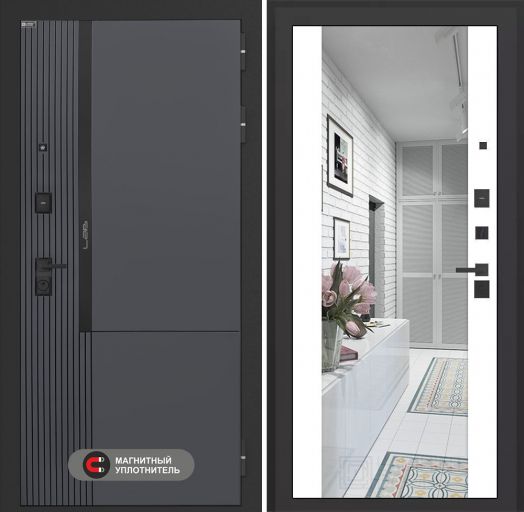 Входная дверь Лабиринт Лаб 2 Про - Зеркало максимум Белый софт