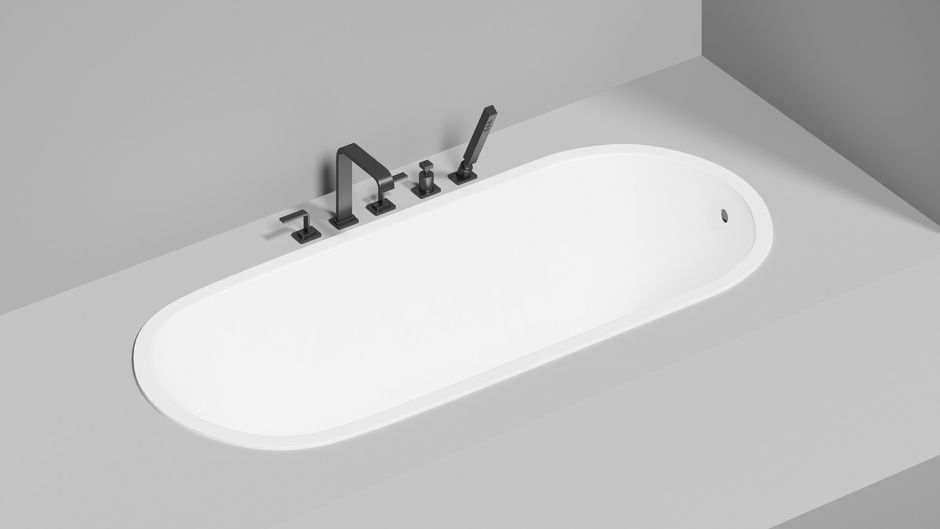 Белая встраиваемая ванна из искусственного камня Salini Ornella 180х80 102312G ФОТО