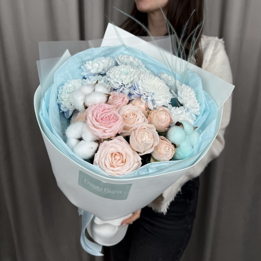 Милый букет с хлопком