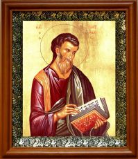 Икона Матфей, апостол в киоте с басмой Виноградная Лоза (UV-печать)(30608)