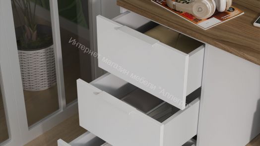 Стол письменный с тумбой универсальной «Порто» - СМ-393.15.011 Белый Жемчуг, Яблоня Беллуно, Белый софт