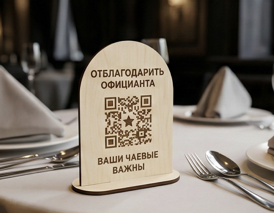 Табличка QR-чаевые официанту