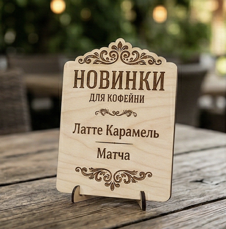 Тейбл‑тент «Новинки» для кофейни