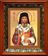 Икона Нектарий Эгинский в киоте с басмой Виноградная Лоза (UV-печать)(33119)