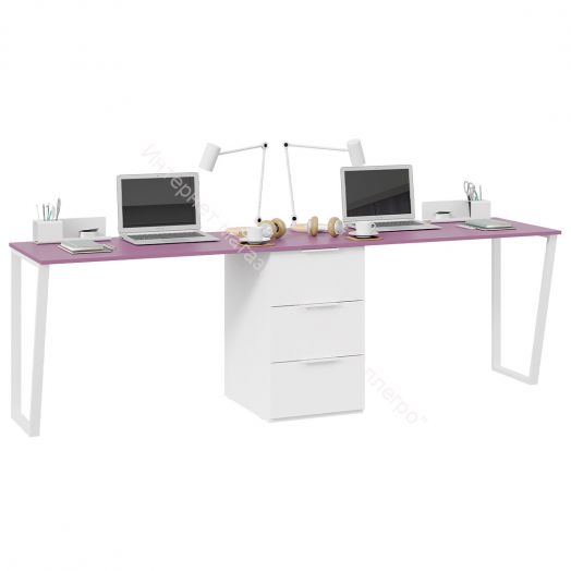 Комплект столов письменных с 1 тумбой универсальной «Порто» - СМ-393.15.013 Белый, Фиолетовый