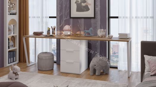 Комплект столов письменных с 1 тумбой универсальной «Порто» - СМ-393.15.013 Белый, Фиолетовый