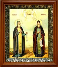 Икона Никифор и Геннадий Важеозерские в киоте с басмой Виноградная Лоза (UV-печать)(30666)