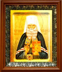 Икона Николай Алма-Атинский в киоте с басмой Виноградная Лоза (UV-печать)(30674)