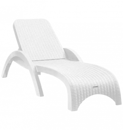 Шезлонг РАТТАН (1870х730х440 мм) Белый (оптом от 20 шт.)