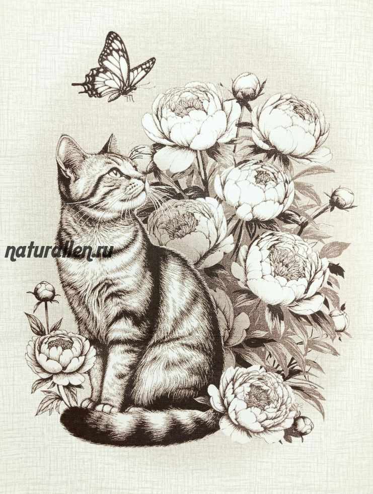 Полотенце кухонное "Котенок и бабочка"