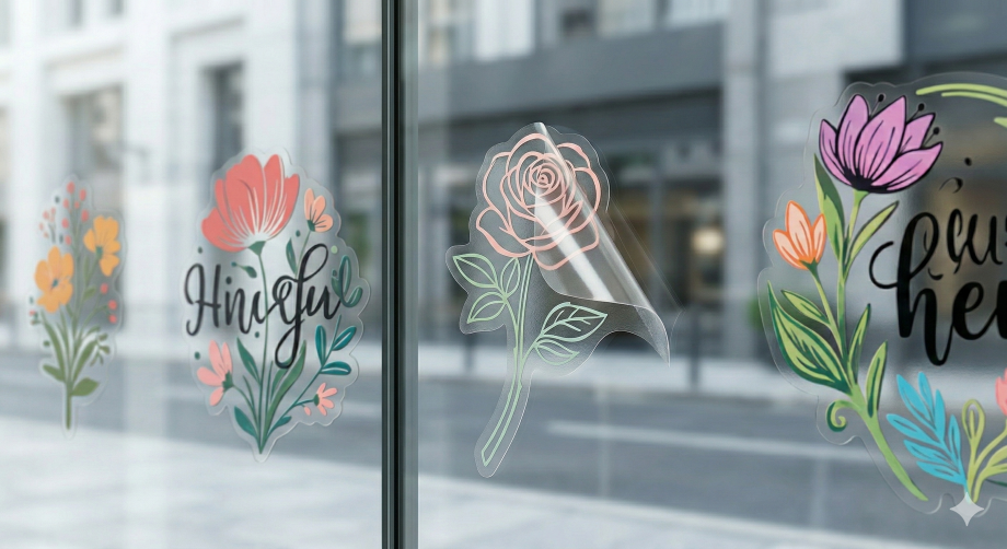 Наклейки на витрину и стекло (с внутренней печатью)