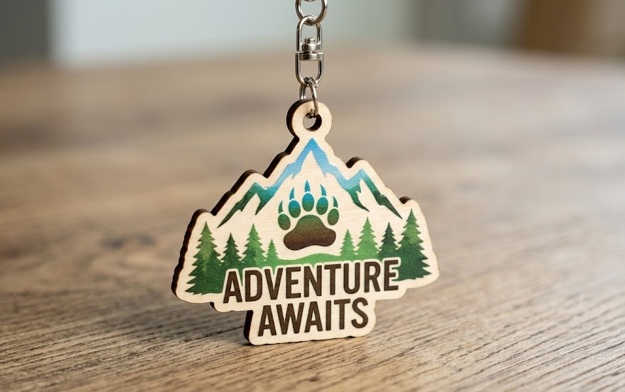 Брелок из дерева с логотипом (фигурный) на заказ