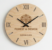 Настенные часы из дерева с логотипом (круглые) на заказ