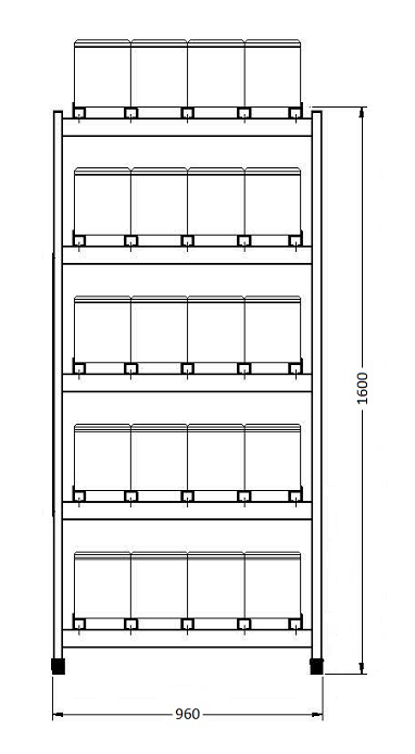 Стеллаж аккумуляторный 790×960×1600 (5 полок)