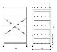 Стеллаж аккумуляторный 900×930×1958 (5 полок)