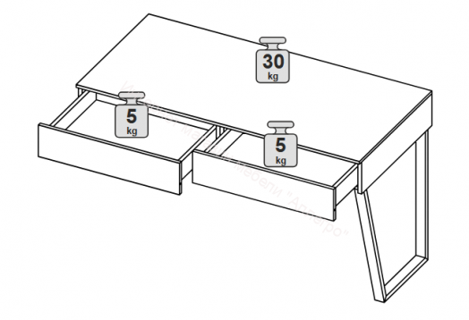 Стол письменный с ящиками «Порто» - ТД-393.15.02 Графит, Баттл Рок