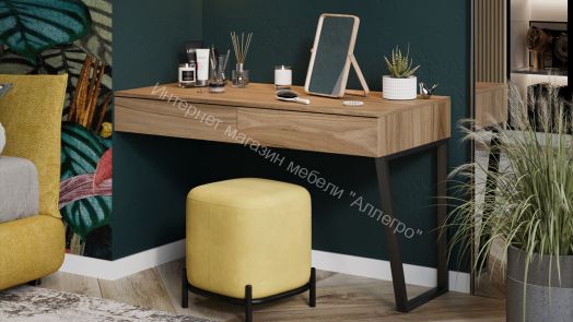 Стол письменный (366/580) со шкафом комбинированным (настольным) «Порто» - СМ-393.15.012 Яблоня Беллуно, Графит софт