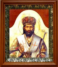Икона Петр Цетиньский в киоте с басмой Виноградная Лоза (UV-печать)(30752)