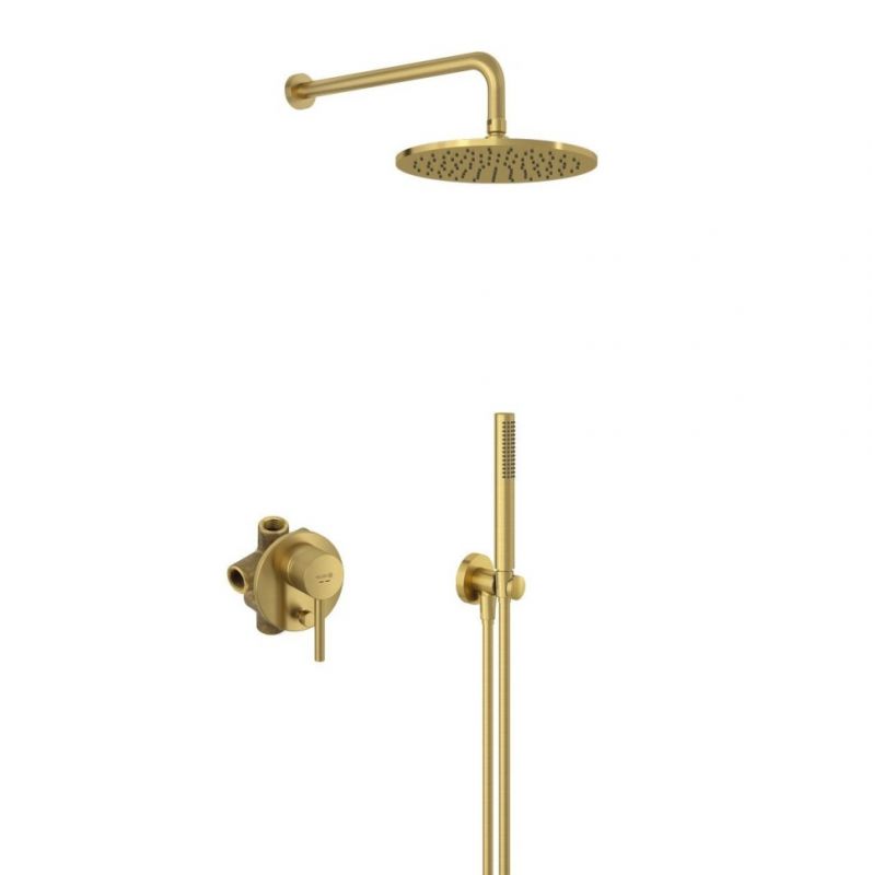 Душевой комплект Kludi Bozz с внутренней частью, брашированное золото 38736N076