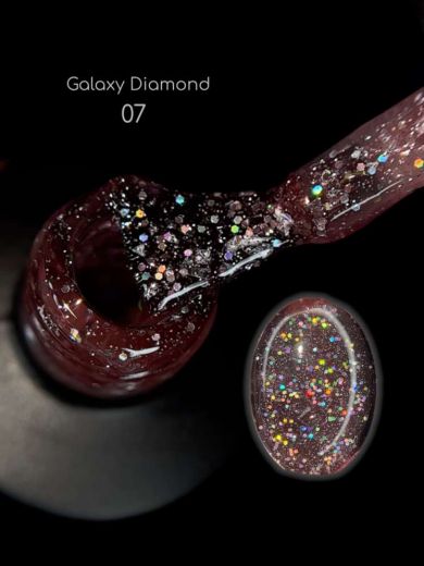 GDR07 "GALAXY DIAMOND" гель лак с блестками разной формы и размера и светоотражающим шиммером