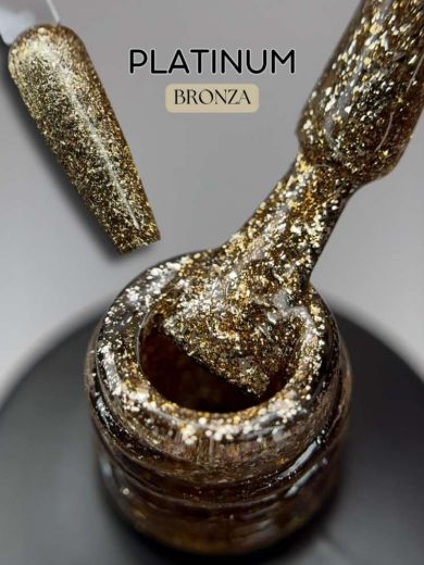 BRONZA "PLATINUM" гель лак с платиновой слюдой
