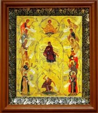 Икона Похвала Пресвятой Богородицы в киоте с басмой Виноградная Лоза (UV-печать)(30775)
