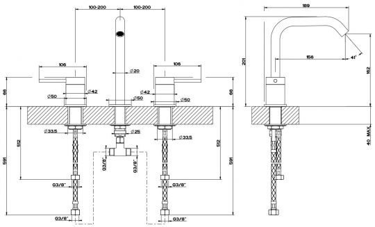 Gessi Flessa смеситель для раковины 54012 схема 2