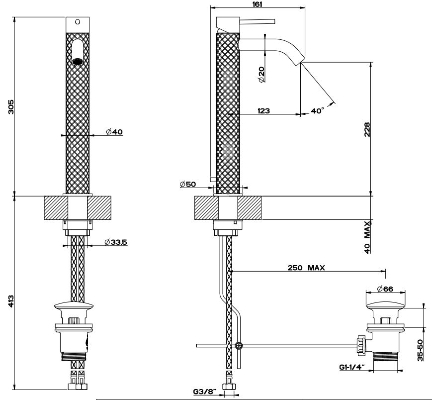 Gessi Intreccio смеситель для раковины 54104 с донным клапаном ФОТО