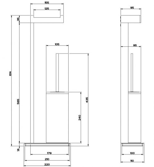 Gessi Rettangolo Комплект: Держатель для туалетной бумаги + ёршик 20933 схема 2