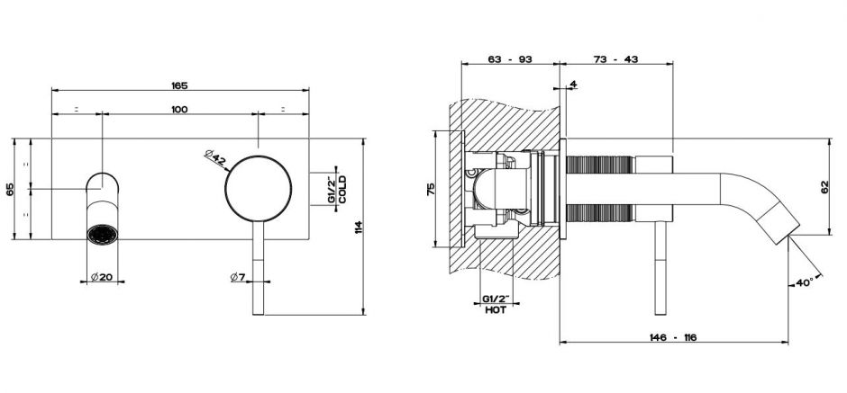 Gessi Trame смеситель для раковины 54388 встраиваемый ФОТО