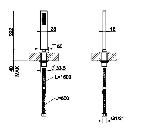 Душевой комплект на борт ванны Gessi Rettangolo 20127 ФОТО