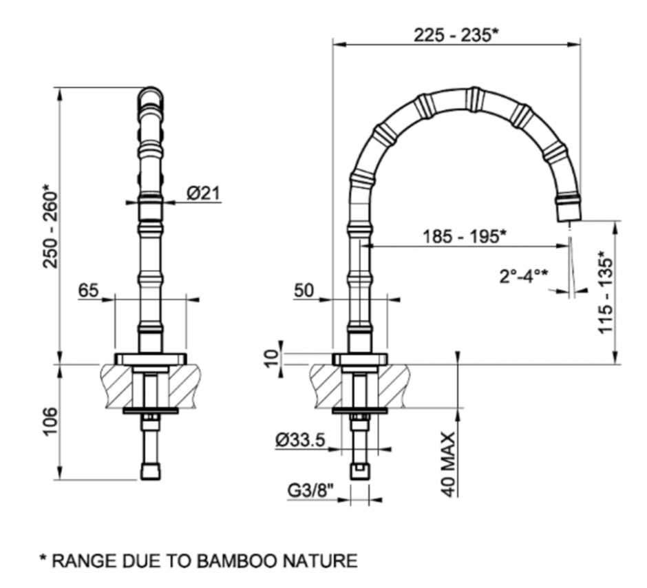 Излив Gessi Jacqueline 77021 низкий 26 см ФОТО
