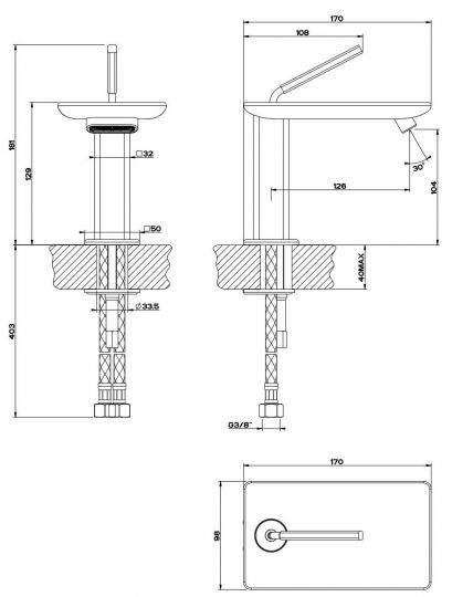 Каскадный смеситель Gessi iSpa для раковины 41002 схема 2