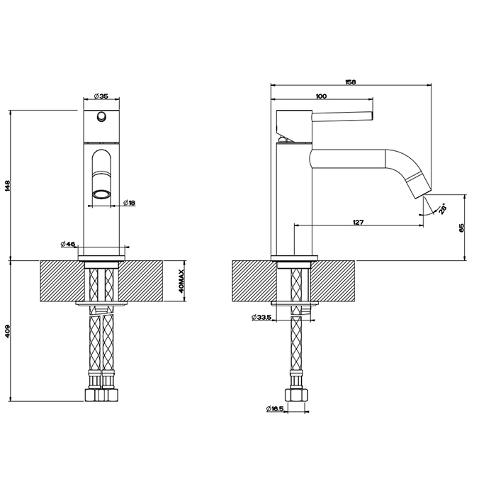 Смеситель Gessi Emporio Via tortona с 1 отверстием 18602 в ванную комнату ФОТО