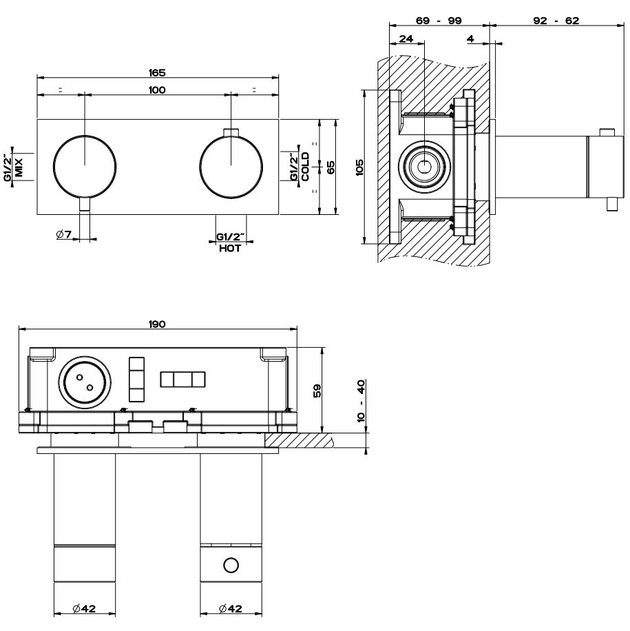 Смеситель для ванны и душа Gessi 316 54032 без излива ФОТО