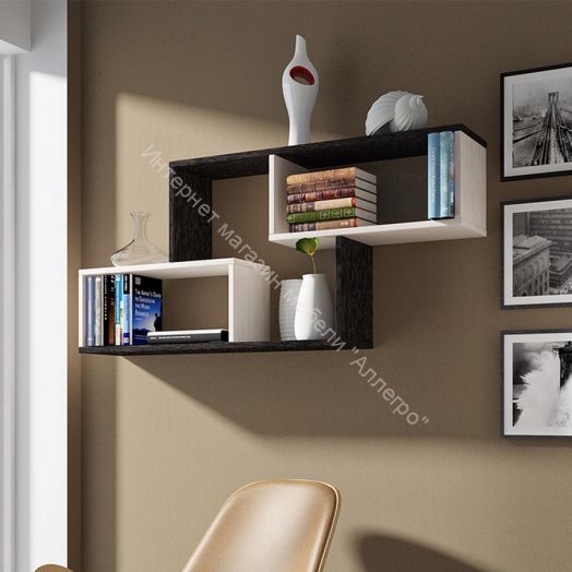 Полка настенная тип 4 Венге Цаво, Дуб молочный