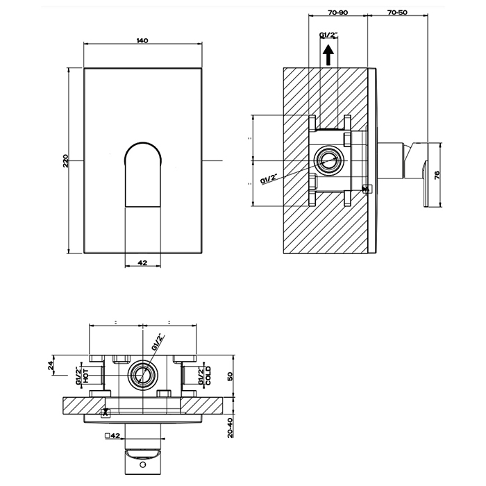 Смеситель для душа для душа Gessi Emporio Via manzoni в 2-х цветах 44632 ФОТО