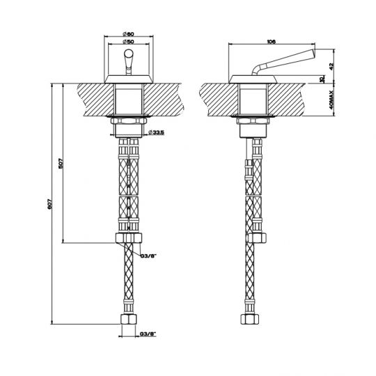 Смеситель для раковины Gessi Cono 45010 схема 2