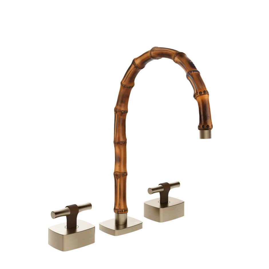 Смеситель для раковины Gessi Jacqueline 77017 со средним изливом и металлическим Т-образным вентилем на 3 отверстия ФОТО