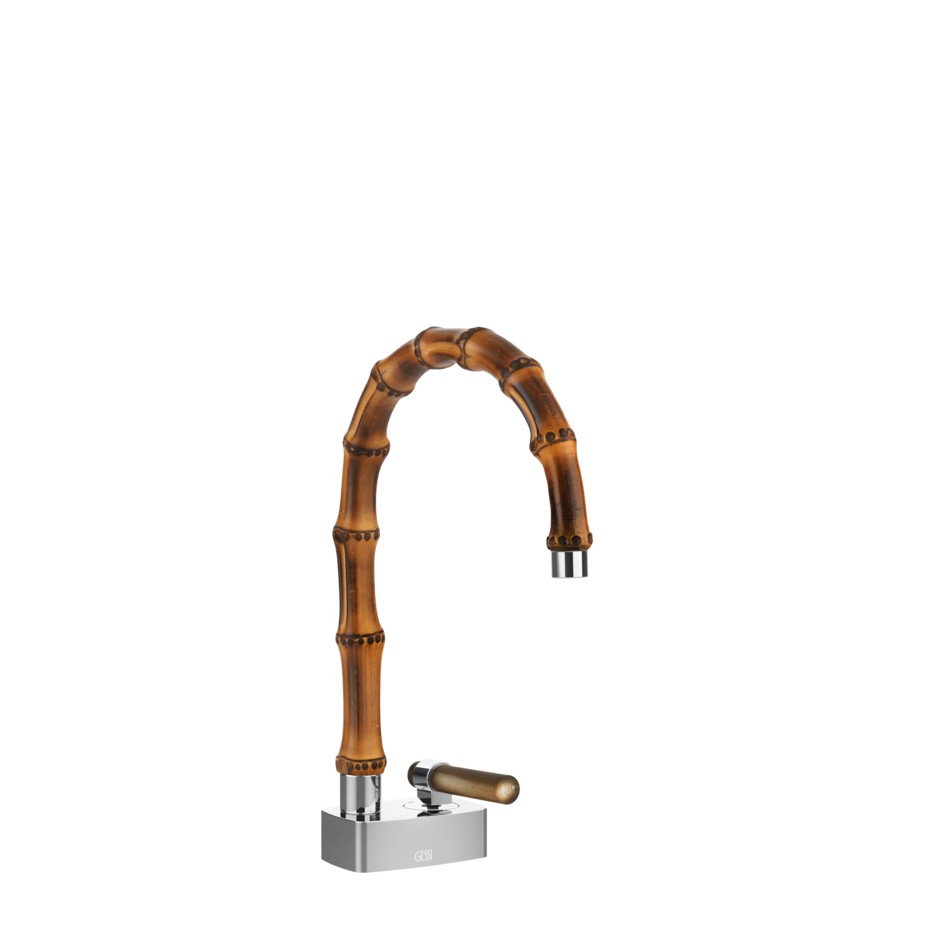 Смеситель для раковины Gessi Jacqueline 77201 с низким поворотным изливом и вентилем под дерево без донного клапана