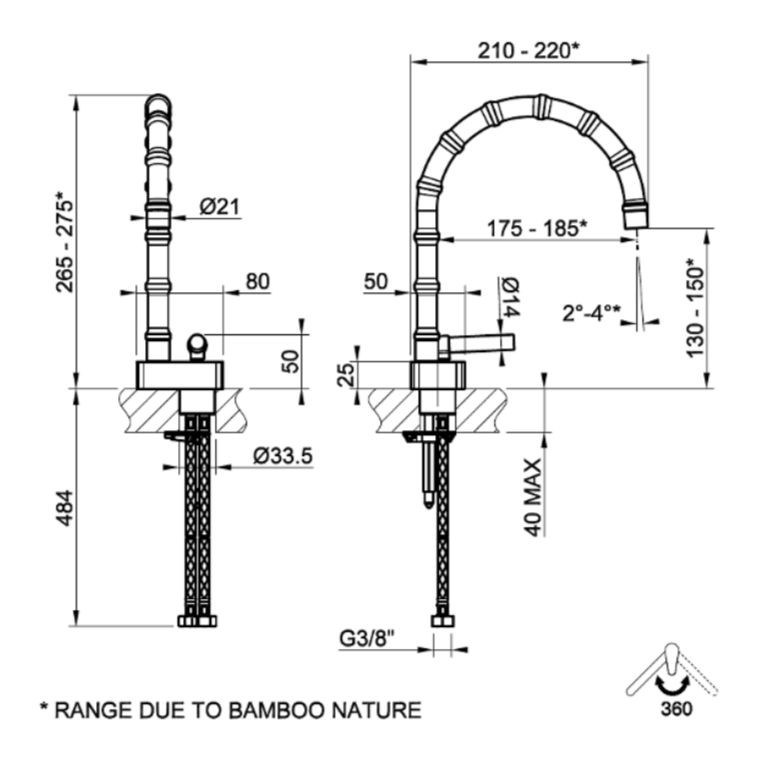 Смеситель для раковины Gessi Jacqueline 77201 с низким поворотным изливом и вентилем под дерево без донного клапана ФОТО