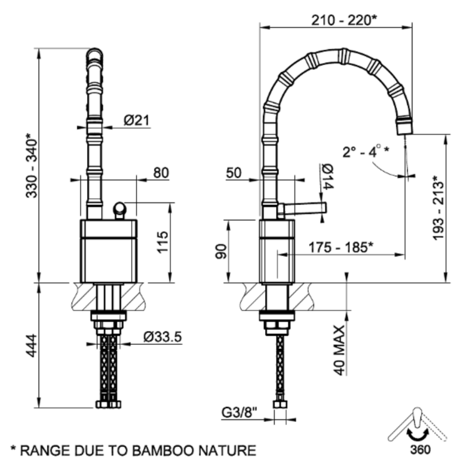Смеситель для раковины Gessi Jacqueline 77227 средний с низким поворотным изливом и вентилем под дерево ФОТО