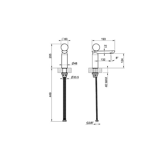 Смеситель для раковины Gessi Perle 74102 низкий с вентилем из мрамора Emperador Dark без донного клапана ФОТО