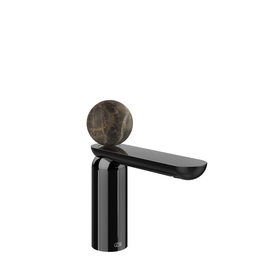 Смеситель для раковины Gessi Perle 74102 низкий с вентилем из мрамора Emperador Dark без донного клапана ФОТО